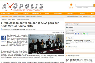 Firma Jalisco convenio con la OEA para ser sede Virtual Educa 2015