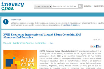 XVIII Encuentro Internacional Virtual Educa Colombia 2017 