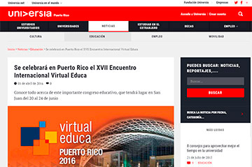 Se celebrará en Puerto Rico el XVII Encuentro Internacional Virtual Educa