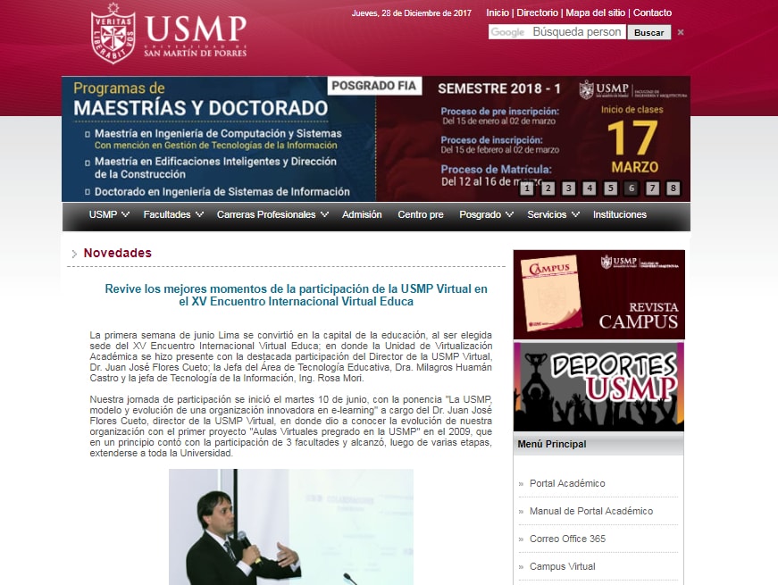 Revive los mejores momentos de la participación de la USMP Virtual en el XV  Encuentro Internacional - Virtual Educa Noticias